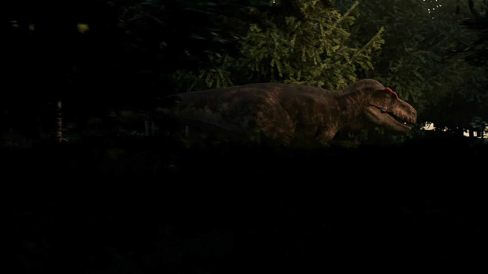 KRON Tyrannosaurus moving through a forest environment